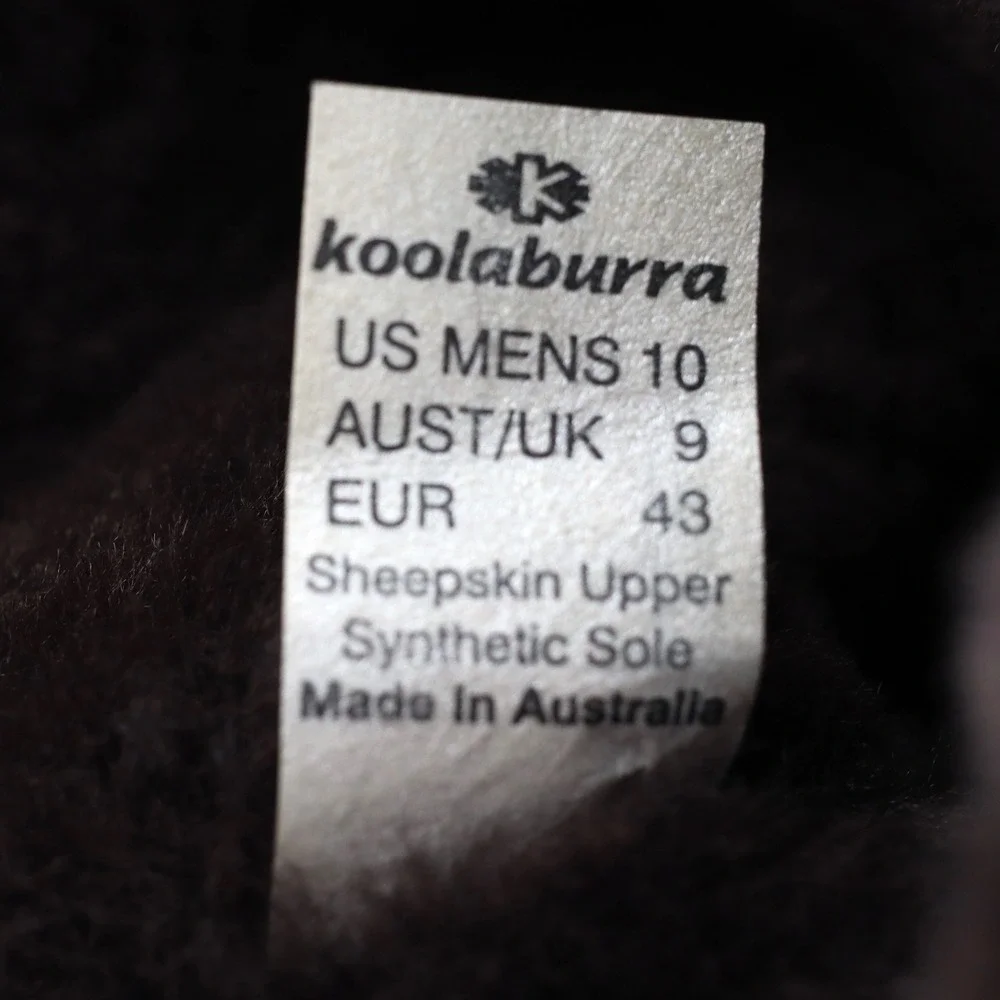 Koolaburra Mens 10 Brown Sheepskin Tall Boots Lovin Life Cross Winter Y2K UGG